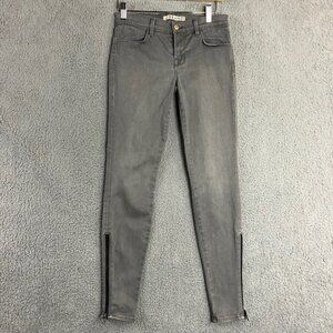 J Brand Distressed Gray Ankle Zip Low Rise Skinny Jeans Women's Size 26